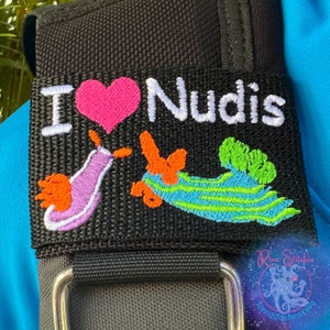 I Heart Nudis | Nudibranch Lover | Scuba Diver BCD Identification Tag | Scuba Diver Gift | Made on Maui | Bright Neon Colors