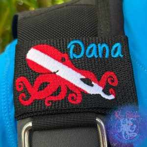 Dive Flag Tako (Octopus) | Personalized & Customizable Scuba Diver BCD Identification Tag | Scuba Diver Gift | Made on Maui
