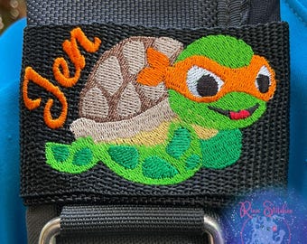 Personalized Sea Turtle Ninja Embroidered BCD Tag: Scuba Diver Gift