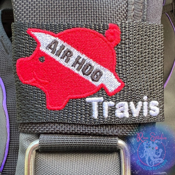 Air Hog Piggy Personalized Embroidered Scuba Diver BCD Tag