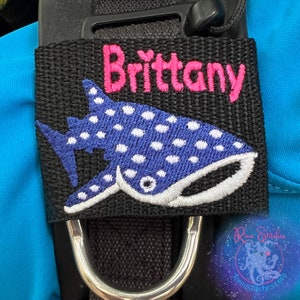 Whale Shark Personalized BCD Identification Tag | Scuba Diver Gift | Made on Maui | Custom Embroidered Tag