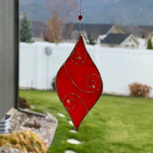 Drop Stained Glass Christmas Ornament (Red)