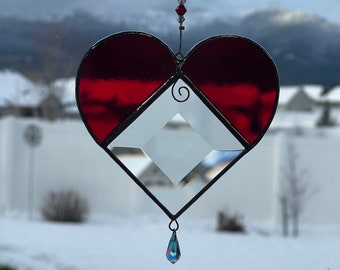 Heart Stained Glass Sun Catcher (Red)
