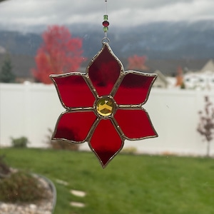 Poinsettia Stained Glass Ornament/Sun Catcher