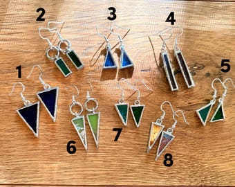Sterling silver glass pendant earrings