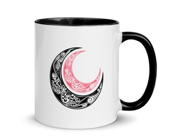Two Moons Mug with a Choice of Colour Inside