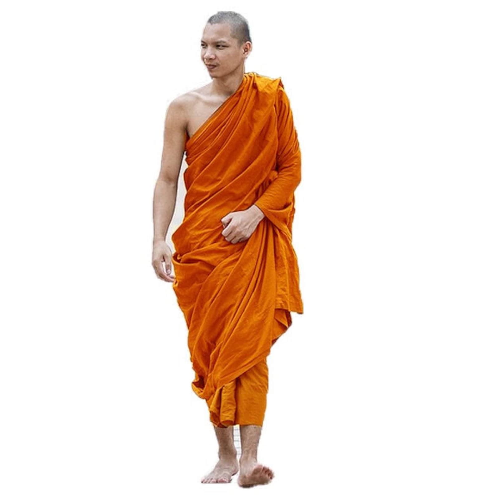 Thai Buddhist Monk Saffron Full Robe Set Theravada Priest Etsy