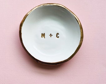 Personalized Wedding Gift For Couple Jewelry Dish, Personalized Date and Initials, Wedding Gift,  Engagement Gift, Bridesmaids, Party Favors
