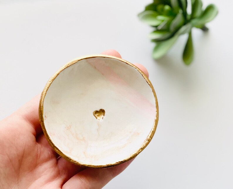 Wedding Favors Gift for Her Minimalist White /& Rose Gold Heart Jewelry Dish Wedding Gift Engagement Gift