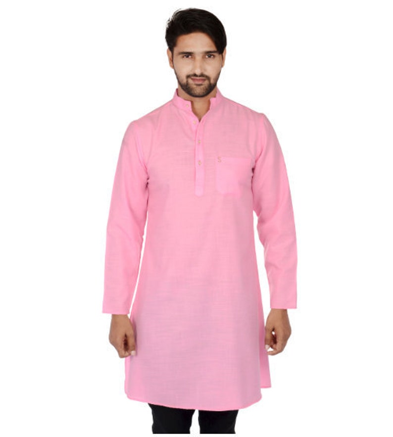 Indian 100/%Cotton Men Tunic Casual Kurta Shirt Plus Size Multi Color Loose Fit