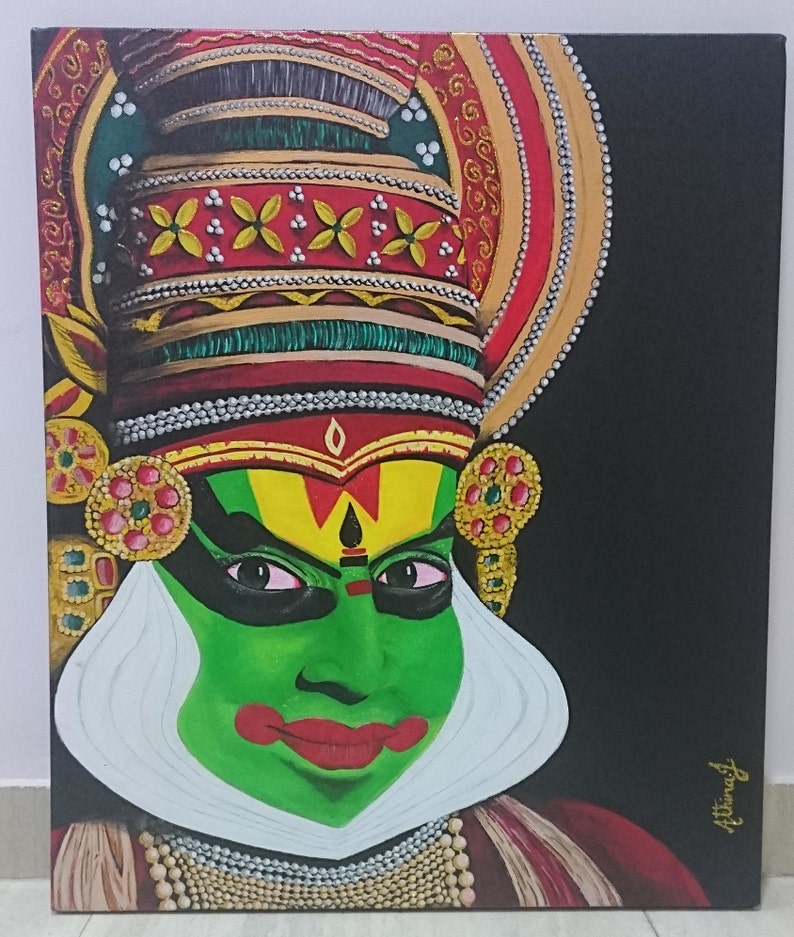 Kathakali Painting/ Indian Traditional Art/ Acrylic on Canvas Etsy