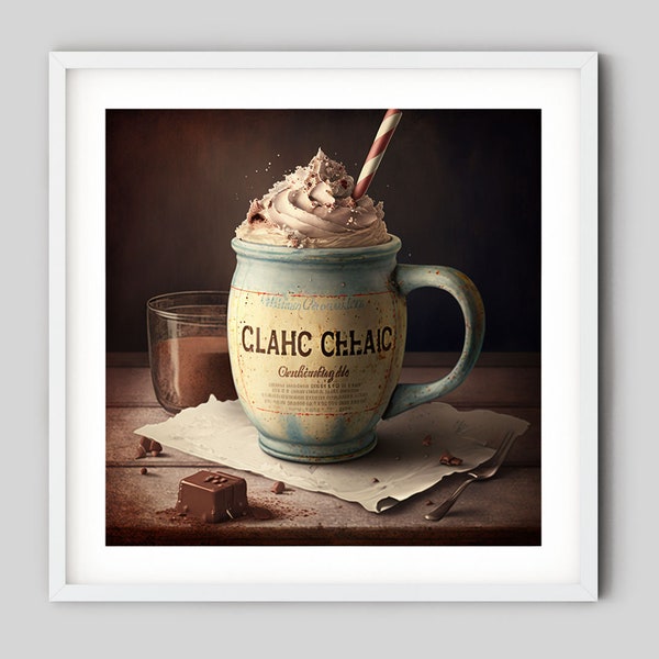 Shabby chic, Chocolate drink, Digital download, Vintage, Dreamy, Beautiful art, Soft colors, Mixed media, Scrapbook,  Food, Drink, Candy,