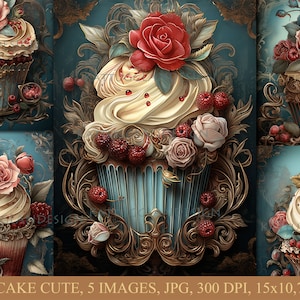 Cupcake niedlich, Digitaler Download, Junk Journal, Scrapbooking, Clip art, Kommerzielle Nutzung, Kunst, Shabby Chic, Collage, Geburtstag, Kartenherstellung, Kuchen