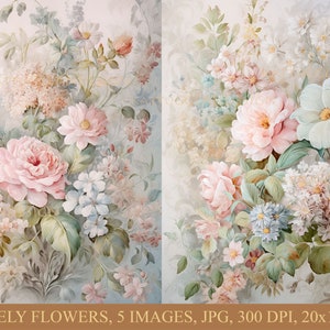 Flores preciosas, Descarga digital, Scrapbooking, Diario basura, Uso comercial, Fabricación de tarjetas, Diario, Técnica mixta, Gato, Roccocó, Shabby chic