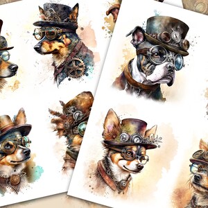Steampunk dogs, Steampunk printable, Digital download, Commercial use, Ephemera, Junk Journal, Scrapbooking, Clip art, Digital steampunk, ai