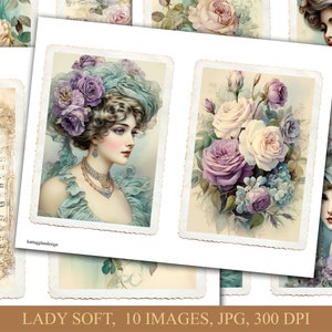 Dama suave, Descarga digital, Efímera, Diario basura, Scrapbooking, Clip art, Uso comercial, Impresión y corte, Vintage, Shabby chic, Romántico
