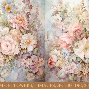 Dream of flowers, Digital download, Scrapbooking, Junk journal, Commersial use, Cardmaking, Journaling, Mixed media, Flowers, Soft, Dreamy