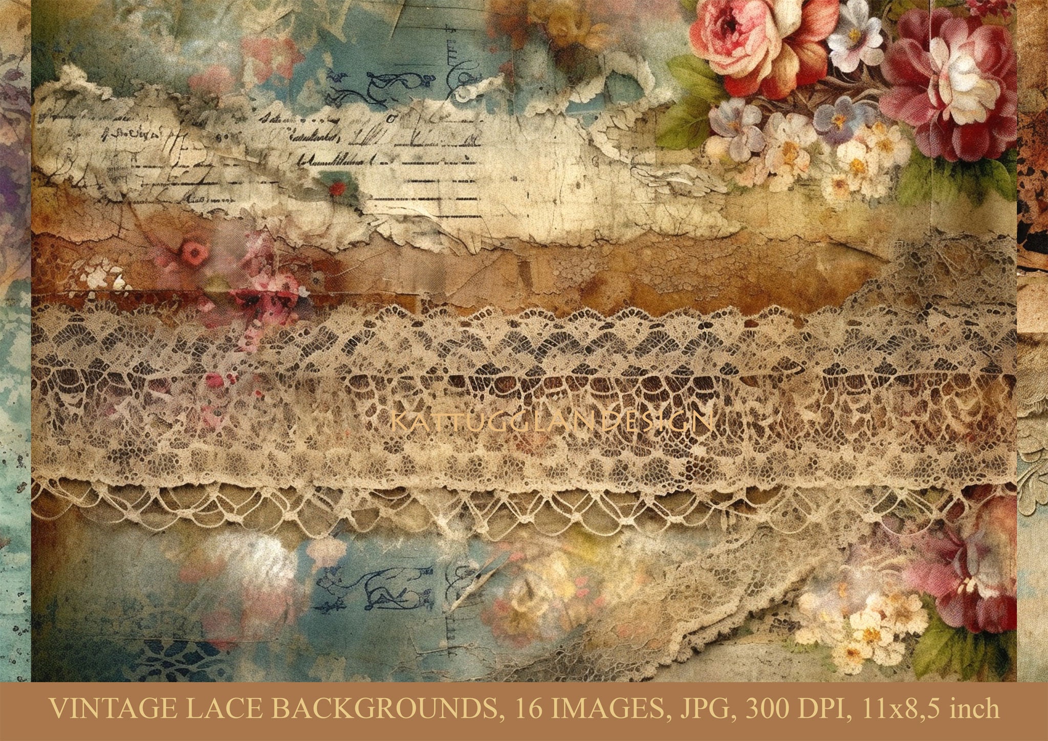 Backgrounds, Vintage, Lace, Rough, Digital Download, Scrapbooking, Junk ...