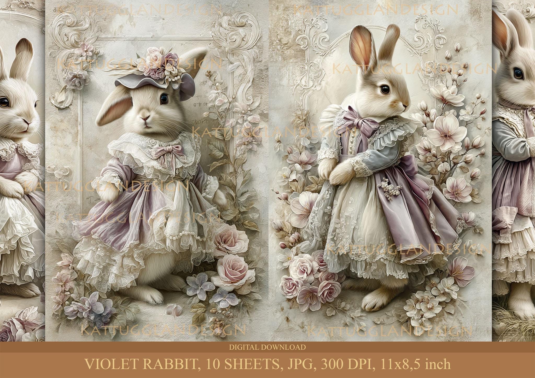 Violet Rabbit, Digital Download, Junk Journal, Scrapbooking, Commercial ...