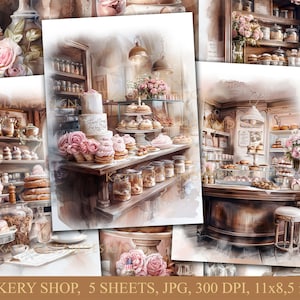 Boulangerie, Téléchargement numérique, Utilisation commerciale, Scrapbooking, Carnet de déchets, Fabrication de cartes, Pâtisseries, Boulangerie, Soft, Café,