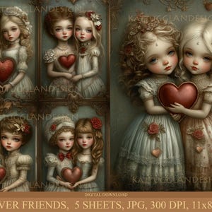 Für immer Freunde, Digitaler Download, Junk Journal, Scrapbooking, Kommerzielle Nutzung, Kartenherstellung, , Digitales Papier, Freunde, Schwestern, Kinder Handwerk