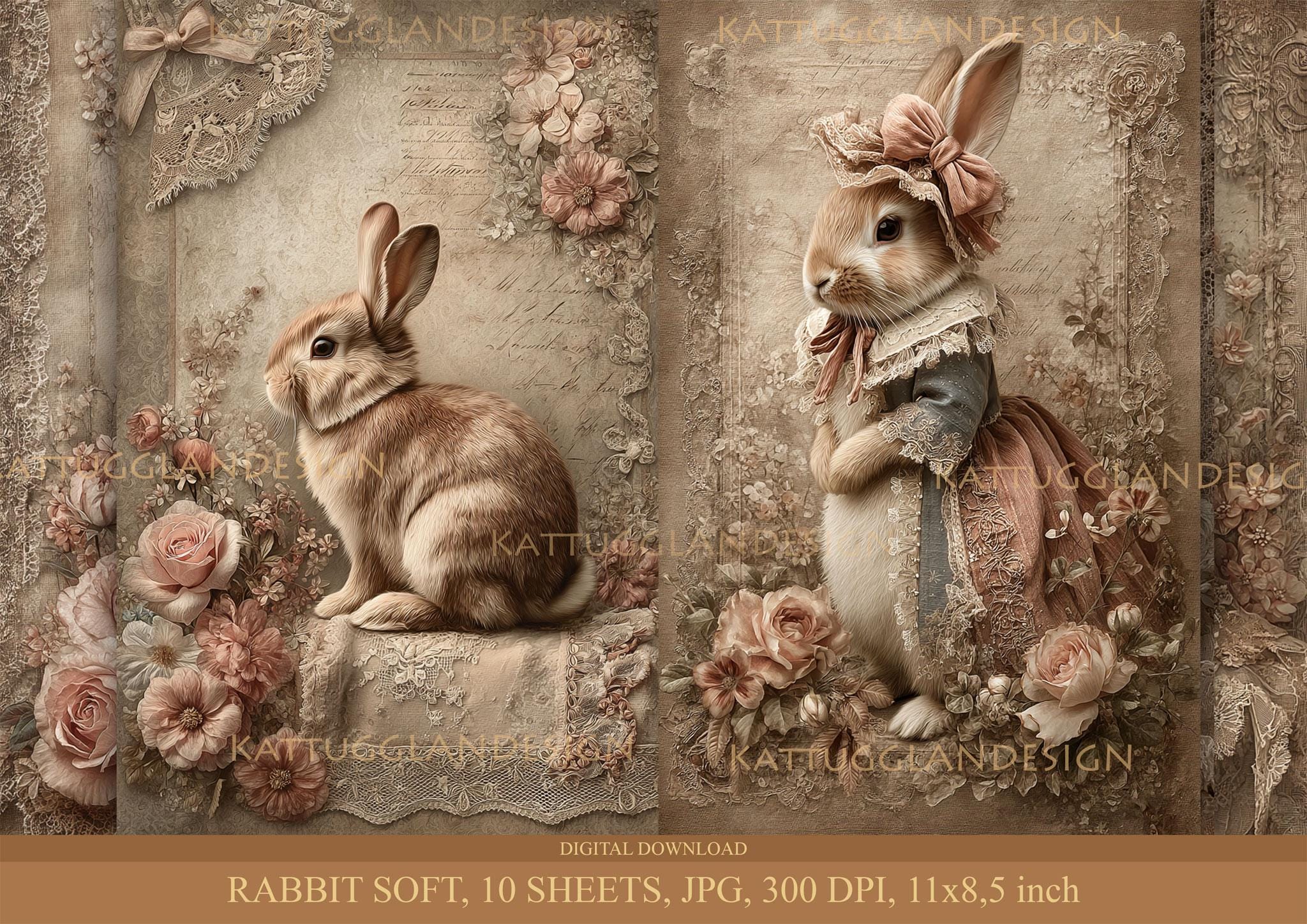 Rabbit Soft, Digital Download, Junk Journal, Scrapbooking, Commercial ...