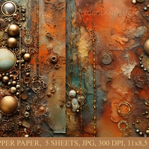 Copper paper, Digital download, Backgrounds, Junk Journal, Scrapbooking, Clip art, Commercial use, Bubbles, Grunge, Textures, Pearls
