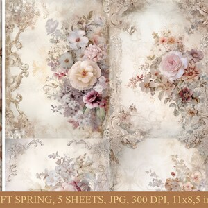 Tendance printanière, Téléchargement numérique, Journal indésirable, Scrapbooking, Images clipart, Utilisation commerciale, Fabrication de cartes, Journalisation, shabby chic, Arrière-plans, Feuille