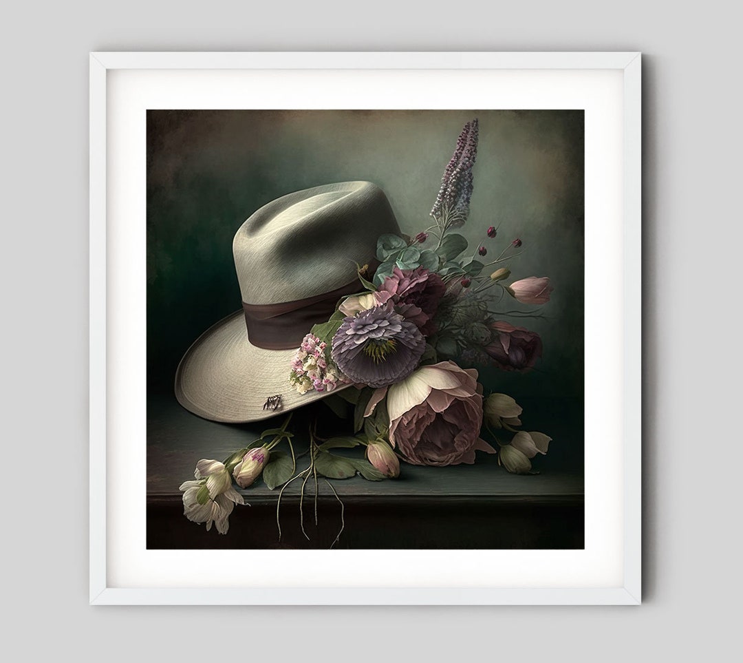 Shabby Chic Frau Hut, Gemälde, Blumen, Romantisch, Digitaler Download