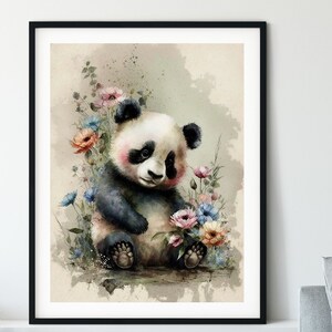 Panda old paper, Watercolor, Digital download, Commersiel use, Print, Scrapbooking, Junk journal, Kids room, Sheet, Animals, Panda, paper