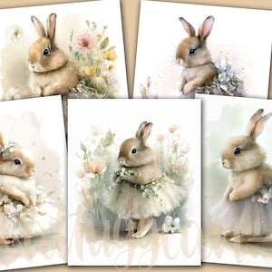 Coniglietto balletto, Clipart, Download digitale, Acquerello, Scrapbooking, Creazione di biglietti, Uso commerciale, Artigianato, Asilo nido, bambini, Jpeg, coniglio
