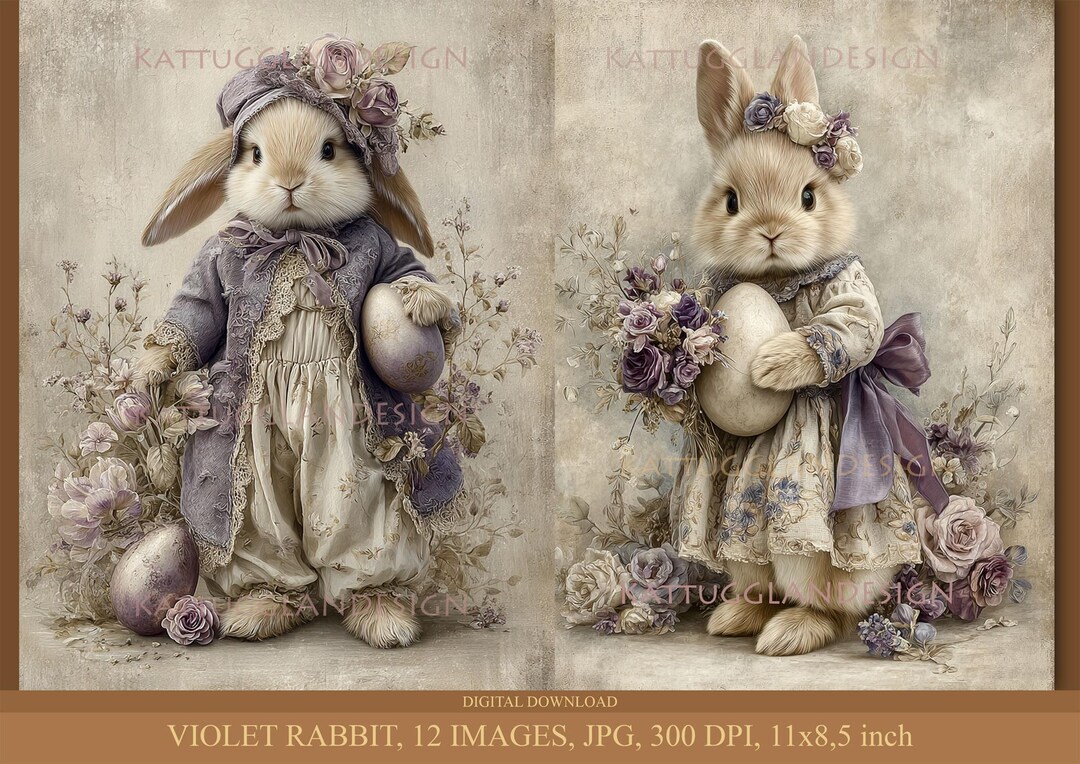 Violet Rabbit, Digital Download, Junk Journal, Scrapbooking, Commercial ...