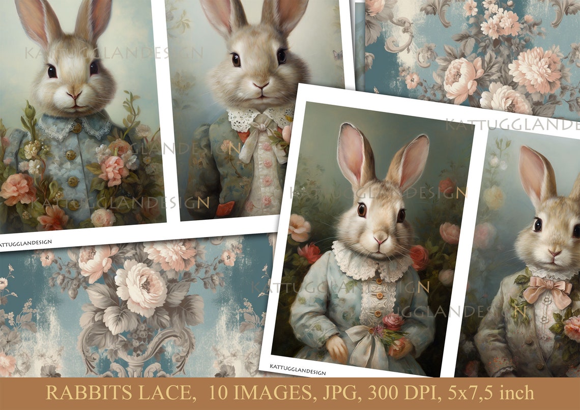 Rabbits Lace, Digital Download, Commercial Use, Scrapbooking ...