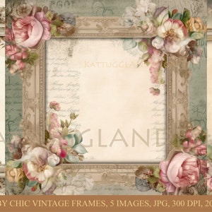 Shabby chic, Cornici vintage, Download digitale, Scrapbooking, Diario spazzatura, Uso commerciale, Creazione di biglietti, Diario, Tecnica mista, Pastello,