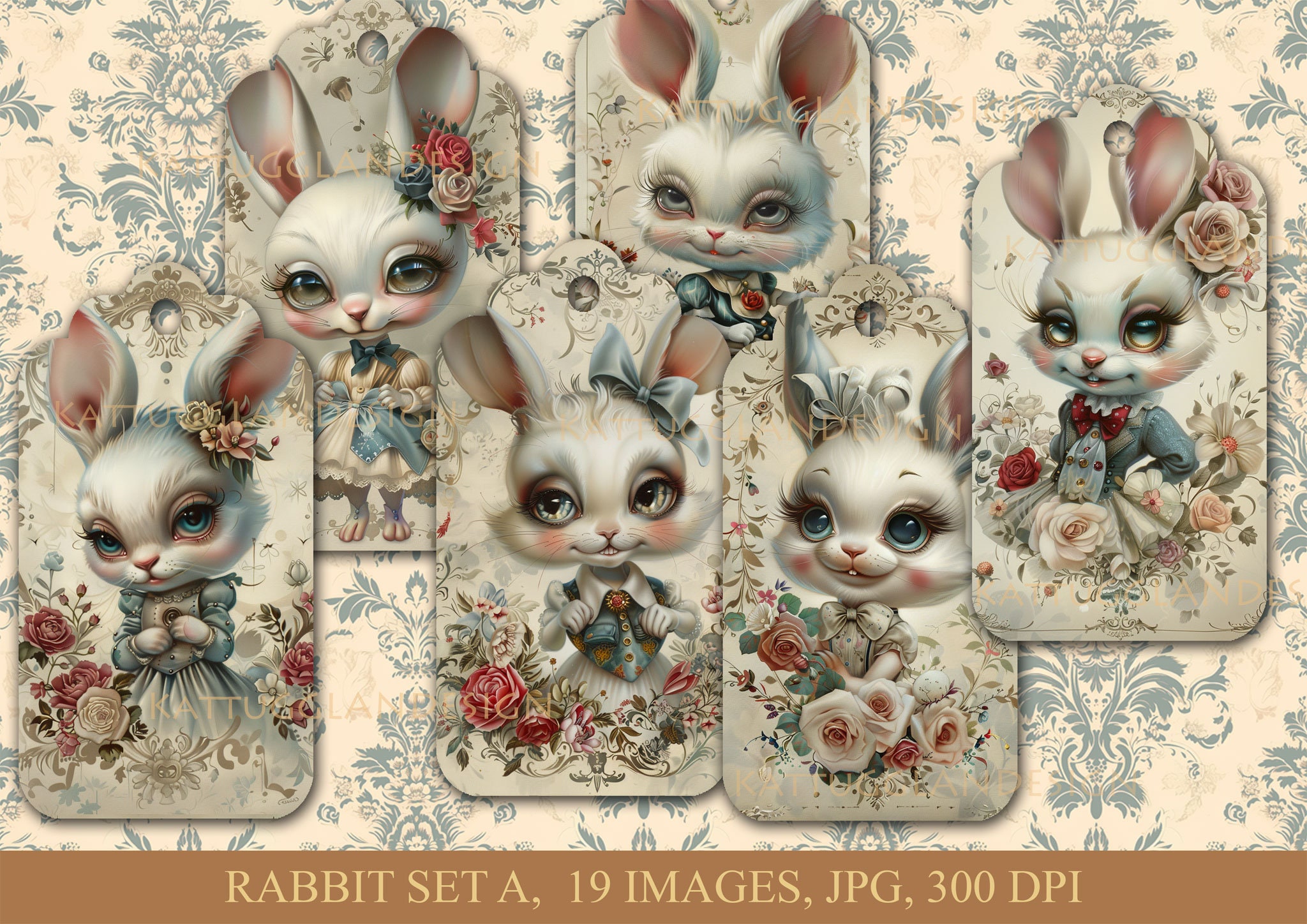 Rabbit Set A, Digital Download, Junk Journal, Scrapbooking, Commercial ...