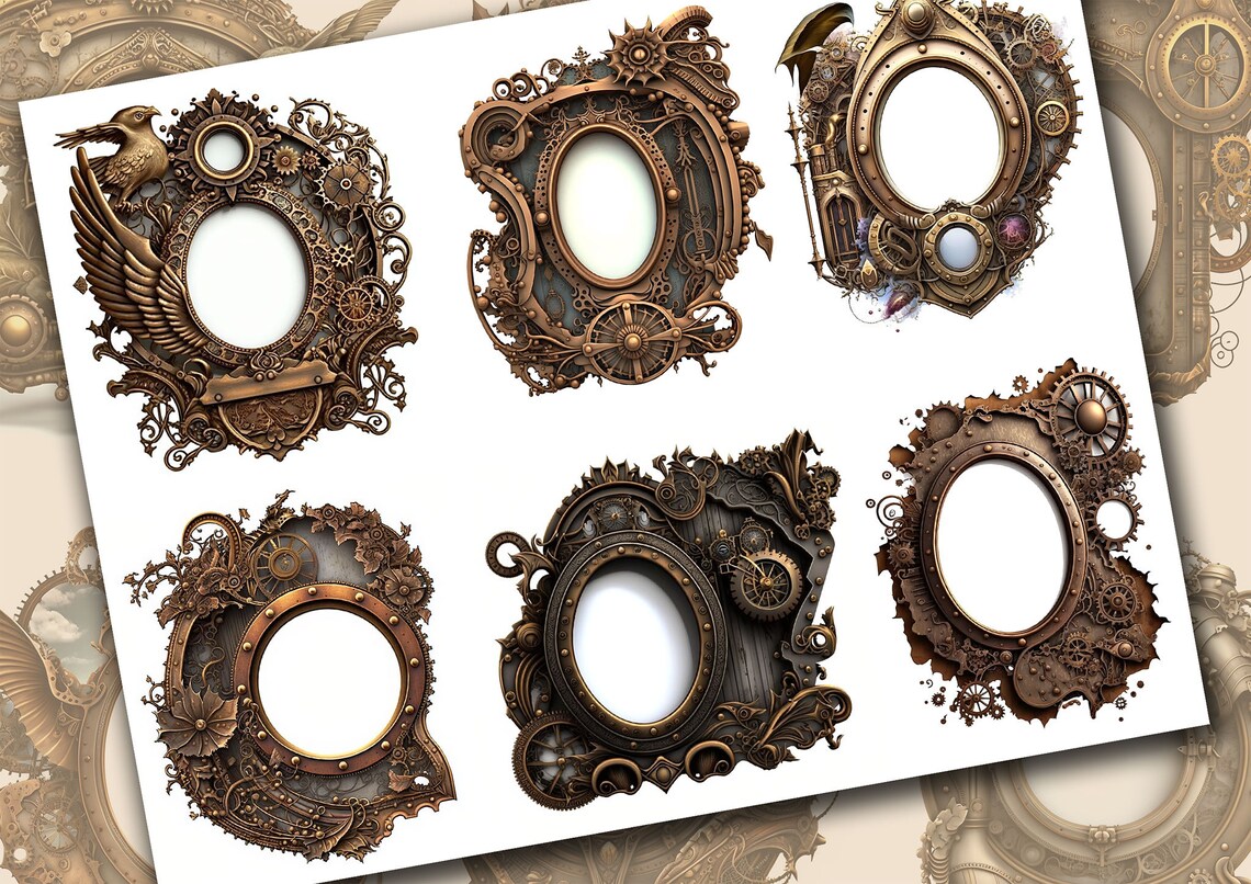 Steampunk Frames, Steampunk, Printable, Digital Download, Commercial ...