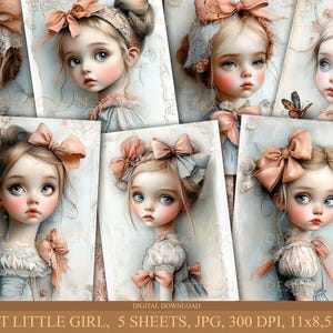 Bambine morbide, Download digitale, Junk Journal, Scrapbooking, Uso commerciale, Creazione di biglietti, Decoupage, Bambini, Bambina carina, Pizzo, bambini