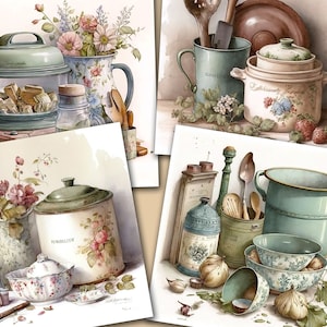 Clipart de cozinha, Cozinha, Clipart, Download digital, Artesanato, Scrapbooking, Mídia mista, Lixo de diário, Criação de cartões, Uso comercial