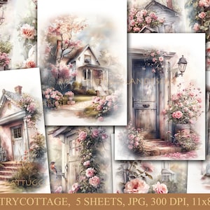 Countrycottage, Descarga digital, Diario basura, Scrapbooking, Uso comercial, Fabricación de tarjetas, Shabby chic, Casa y jardín, Campo, Suave