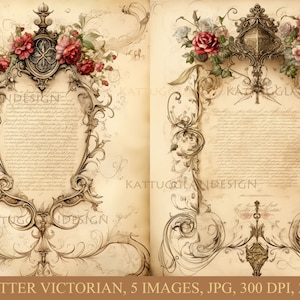 Old letter victorian, Digital download, Scrapbooking, Junk journal, Commersial use, Cardmaking, Journaling, Roccoco, Girlanger, Romantic,