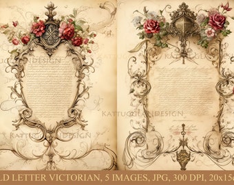 Old letter victorian, Digital download, Scrapbooking, Junk journal, Commersial use, Cardmaking, Journaling, Roccoco, Girlanger, Romantic,