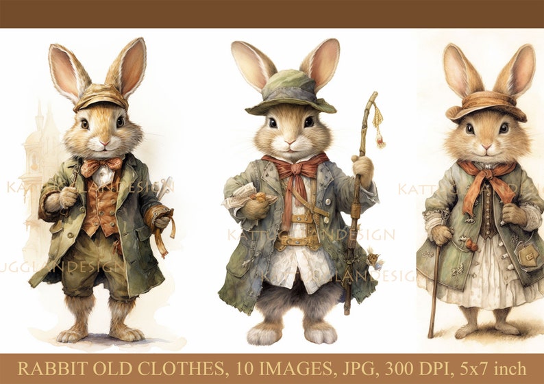Rabbit Old Clothes, Digital Download, Scrapbooking, Junk Journal ...