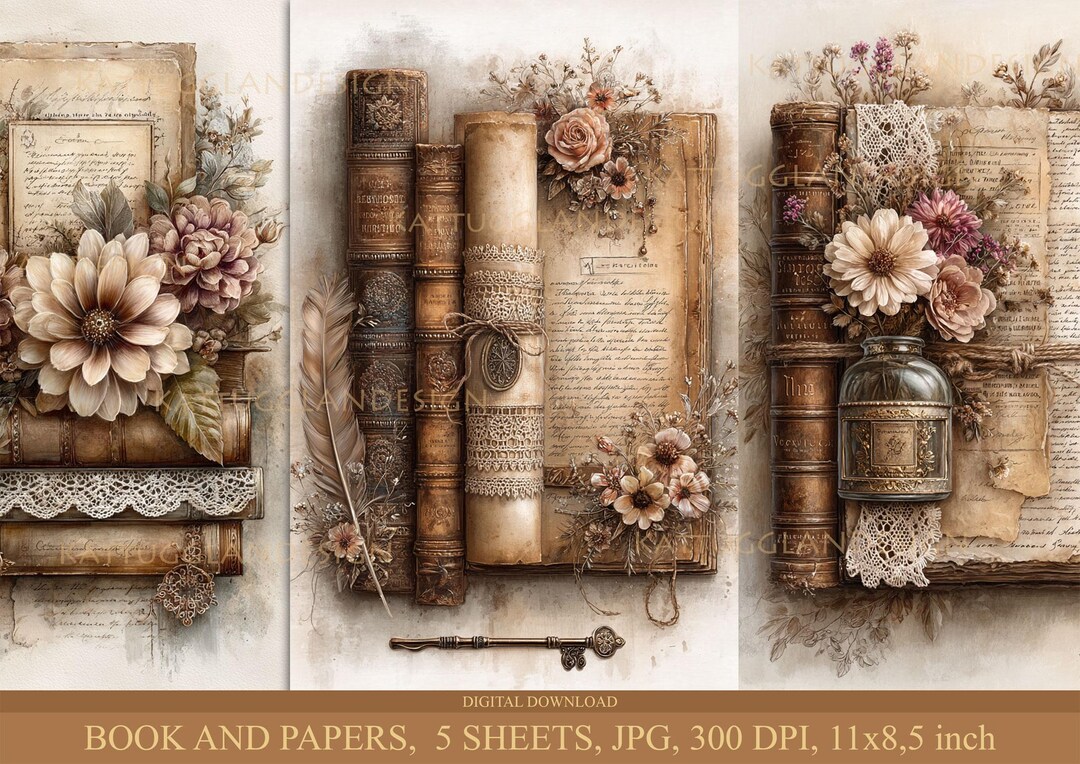 Books And Appers Book and Papers, Digital Download, Junk Journal, Scrapbooking ...