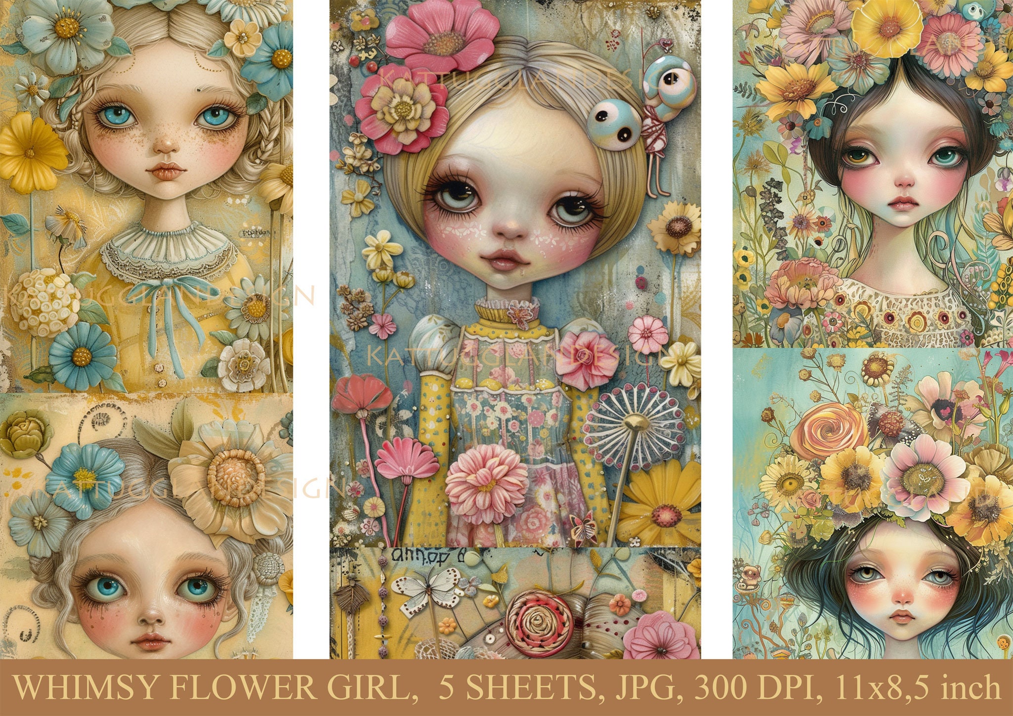 Whimsy Clips Paper Whimsy Flower Girl, Digital Download, Junk Journal, Scrapbooking, Clip ...