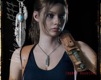 Collar de Claire Redfield de Resident Evil: Piedra de turquesa tibetana, joyería para cosplay