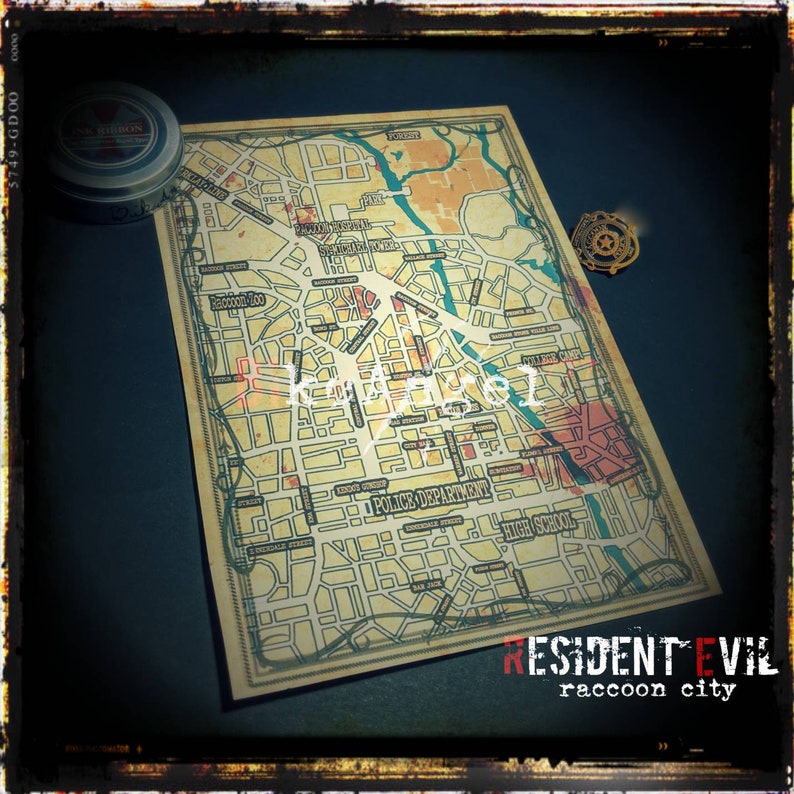 RESIDENT EVIL Outbreak Raccoon City Map | Etsy