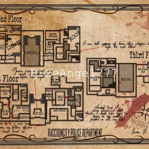 バイオハザード RE:2』リメイク版ラクーンシティ警察署マップ - Etsy 日本