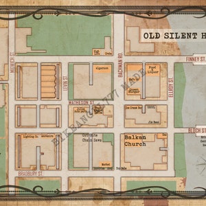 Poster gamekaart oude stad Silent Hill