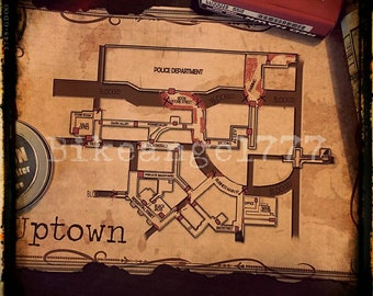 Mapa inspirado en Resident Evil 8x10 / Resident Evil 3 / / Accesorio / Vintage / Réplica /