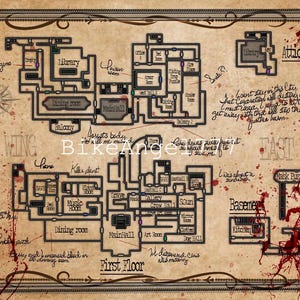 Mapa de la mansión del juego Resident Evil 2002 de 8 x 10